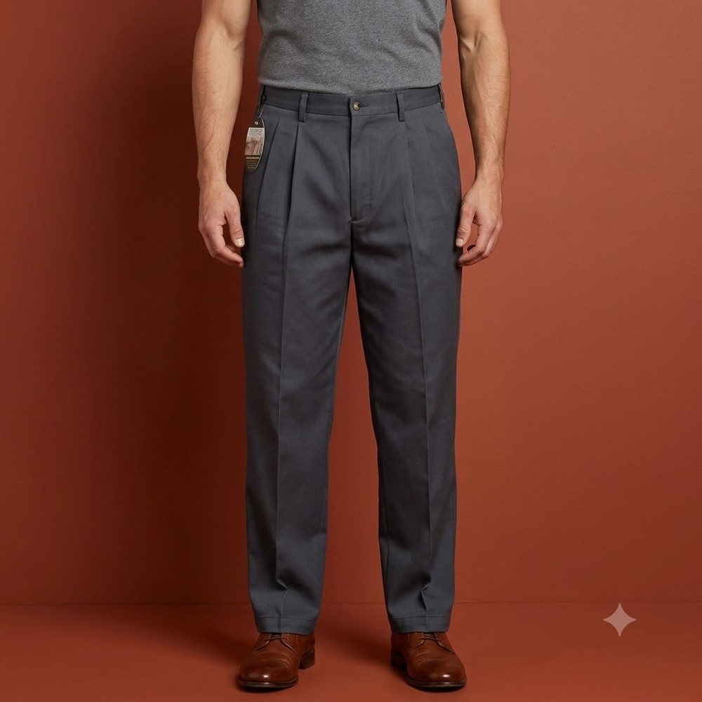 Lanesboro‎ Pleated Khaki Pants Mens 40x29 Navy Wrinkle Free NWT